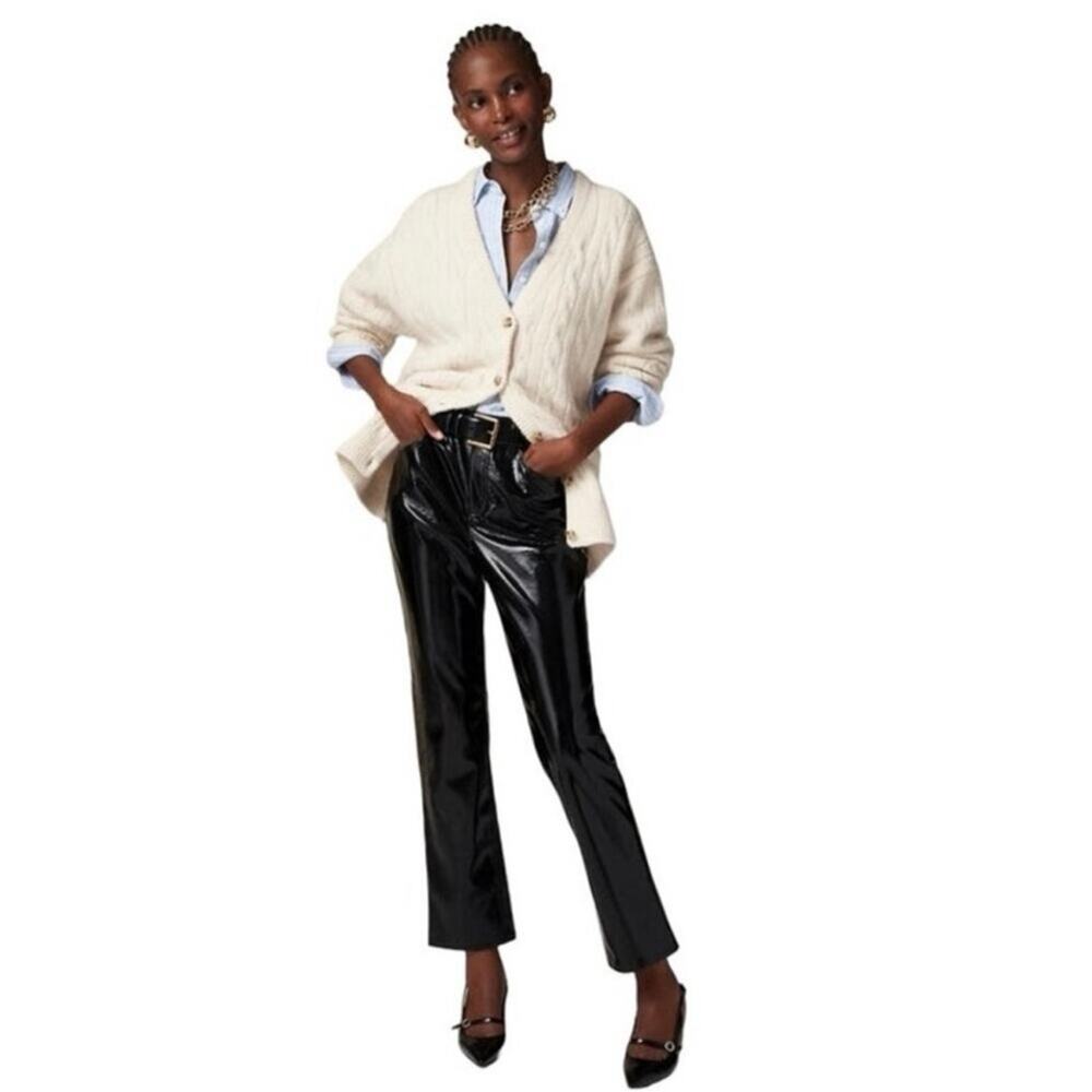 NWT‎ J. Crew Classic Straight Faux Leather Pants Black Size 32 petite